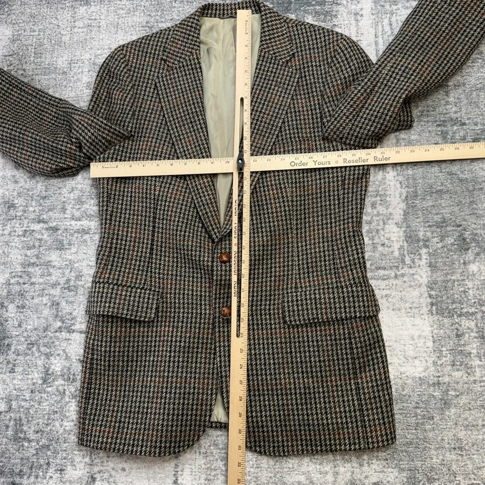 VTG Chaps Ralph Lauren Blazer Jacket Mens 40 Houndstooth Tweed‎ Coat Old Money